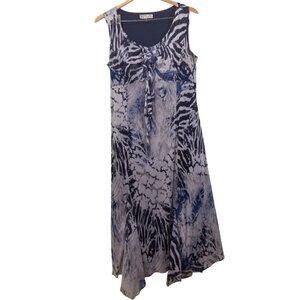 Svetlana Blue and White Asymmetrical Sundress